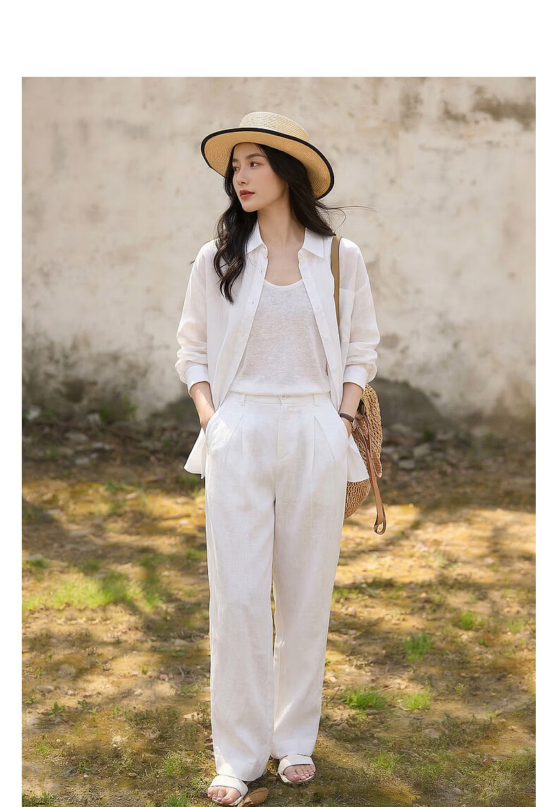Demana [with Linen Lyocell] Spring Simple Lapel Large Pocket Loose Slimming Concealing Shirt for Women High-End Feel 3