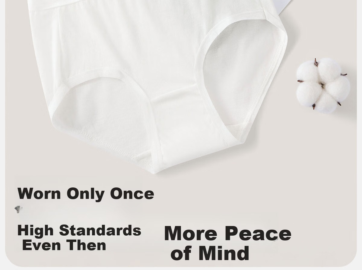 Mianzhuwu Disposable Women's Cotton Underwear Travel Wash-Free Portable Daily Use Sterile Individually Packaged Menstrual Postpartum Shorts 8 Pieces 2