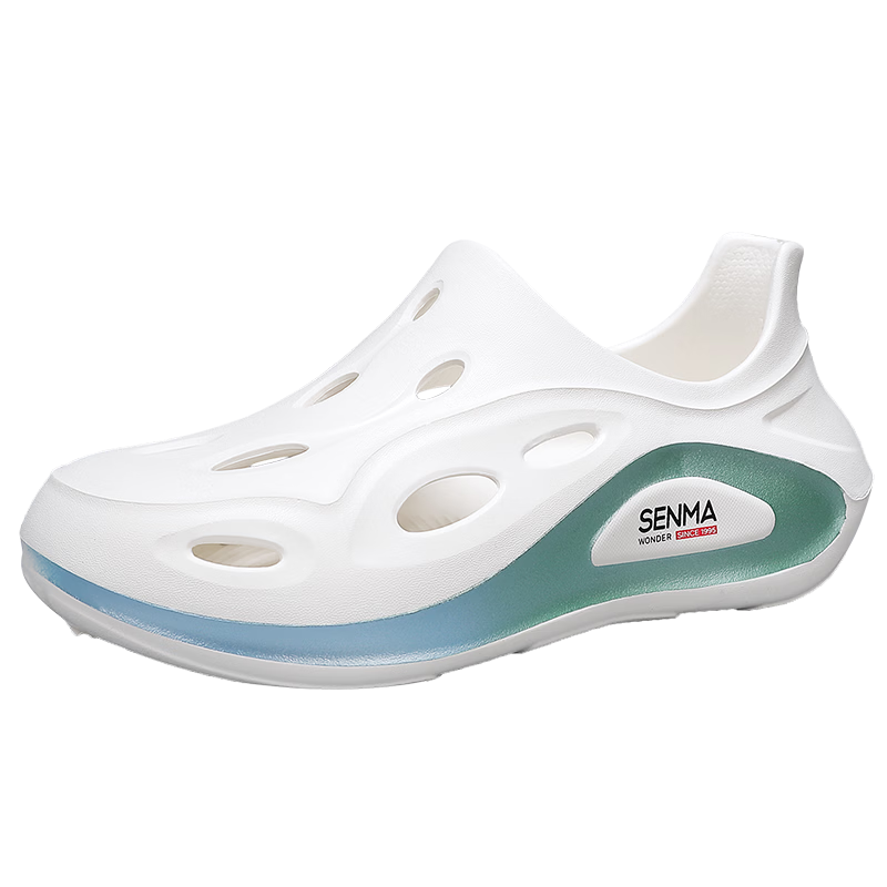 Jingzhenlianggong Hollow Out Sandals Senma Style Outdoor Non-Slip Water Shoes White Size 44-45