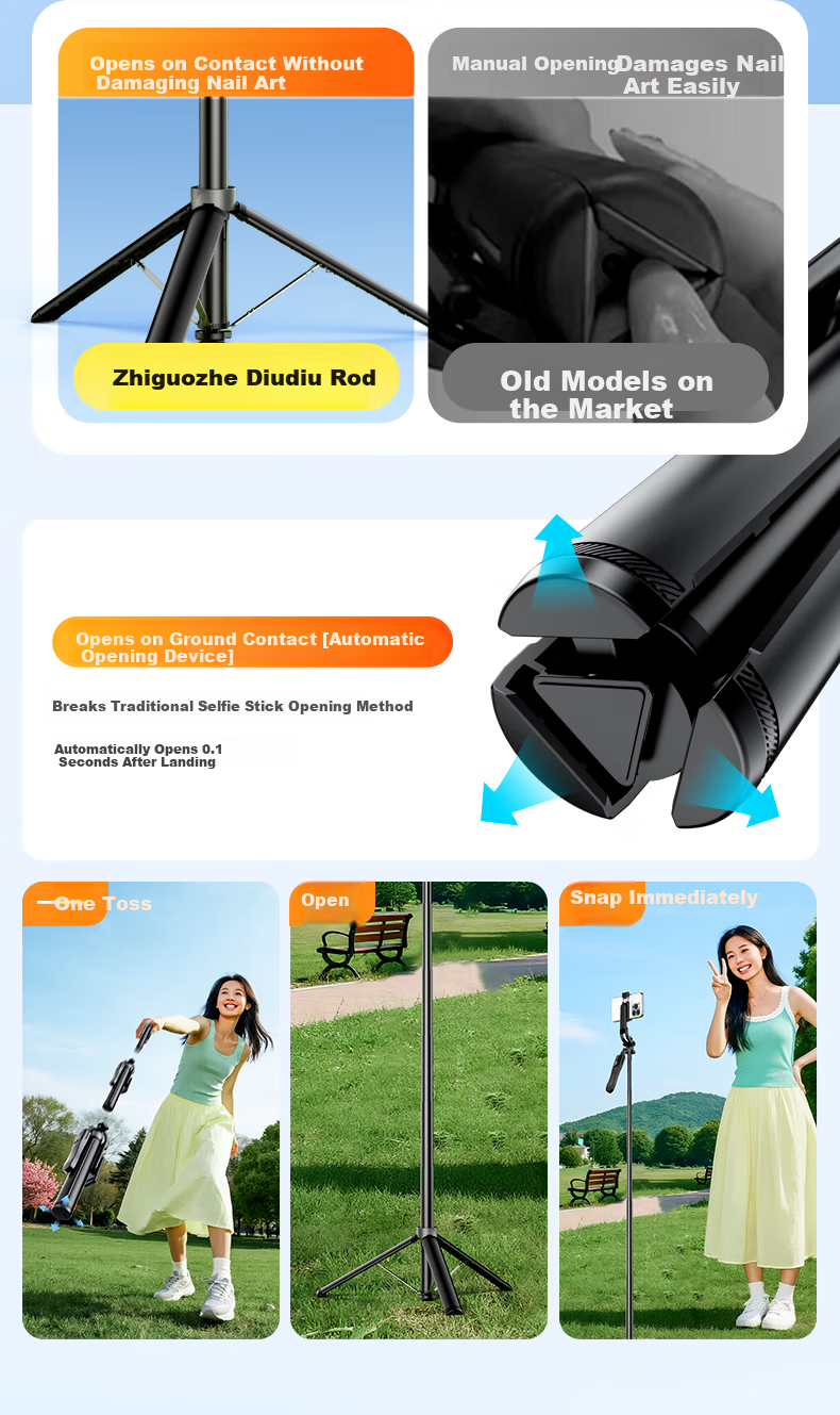 Zhiguozhe 1.8m Aluminum Alloy Selfie Stick Phone Holder Floor Stand 360° Rotation Anti-Shake Follow Shooting Automatic Tripod Portable Travel 2026 New Model 12