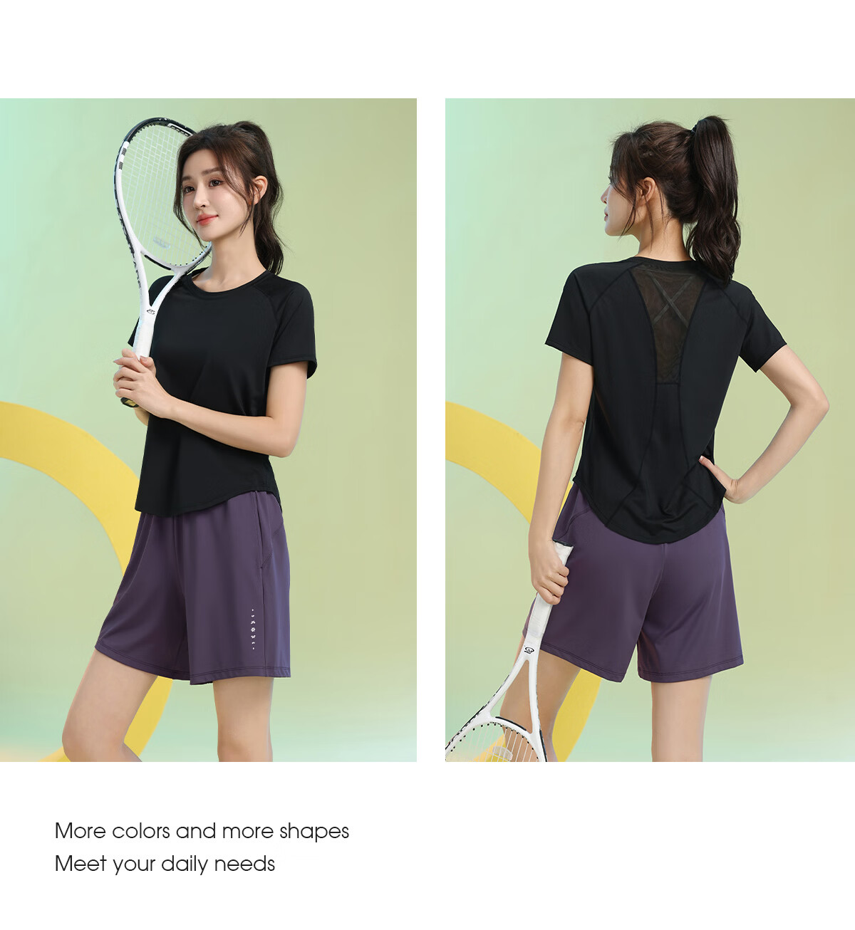 Baisirong Professional Women's Badminton Two-Piece Set Summer Short Sleeve Quick-Dry Slim Outdoor Fitness Running Sportswear 15