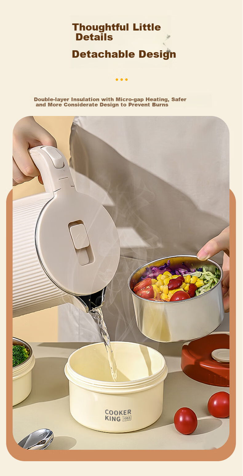 Chuida Huang 316L Stainless Steel Inner Liner Insulated Lunch Box Large Capacity Microwaveable Sealed Portable Bento Box for Office Workers 5