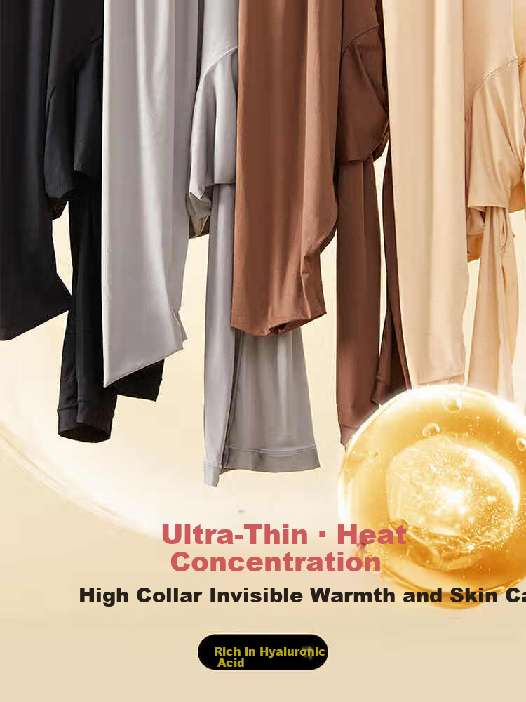 BOPRUIEY Hyaluronic Acid Thermal Underwear Women's Semi-High Neck Base Layer High Elastic Slim Seamless Moisturizing Skin Care Set 19