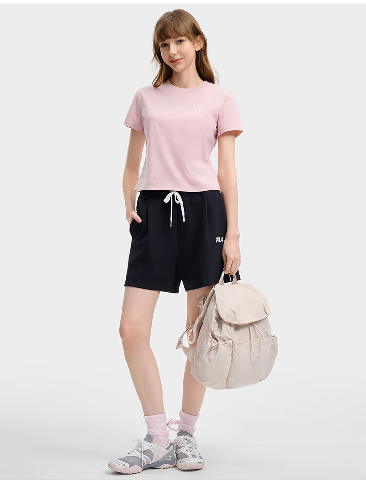 FILA Han So-hee Style Official Women's Summer Macaron Multi-Pocket Backpack School Bag Casual Bag 21