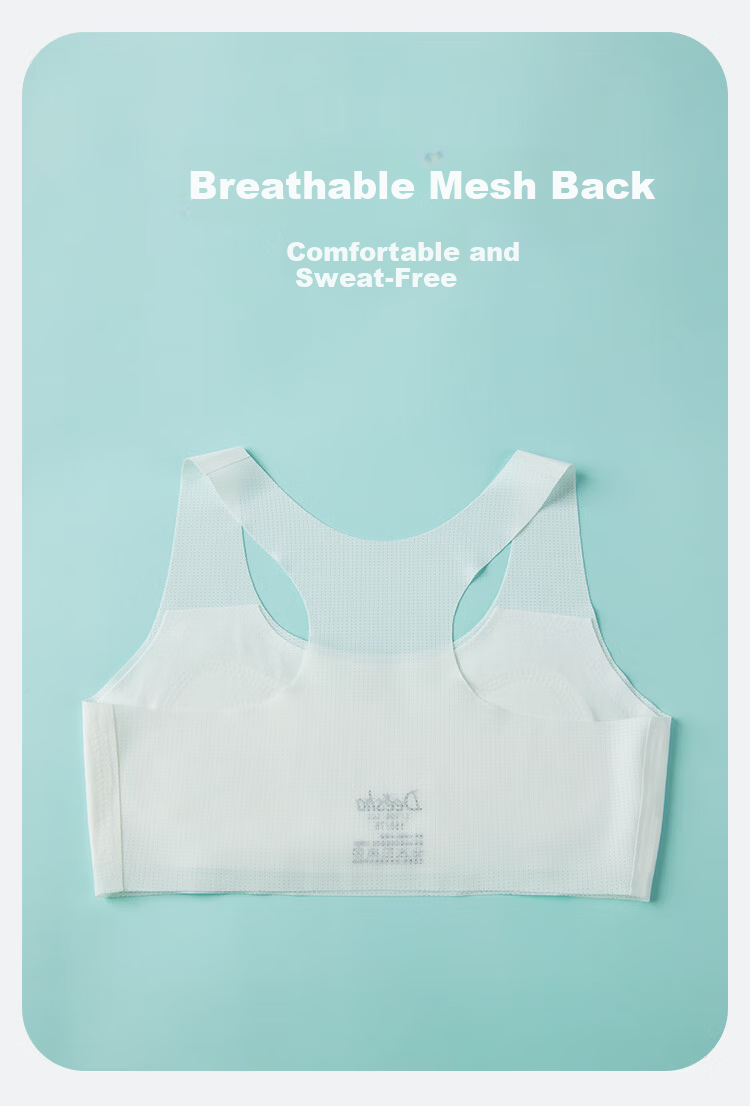 DEESHA 2-Pack Ice Silk Mesh Student Developmental Breathable Mesh Vest Bras Stage One Beige + Fresh Blue 4