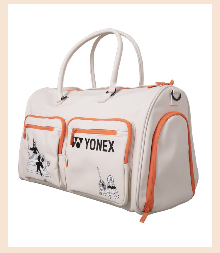 YONEX Badminton Bag Collaboration Edition, Sports Fashion Shoulder Boston Bag BA309CR, Off-White 11