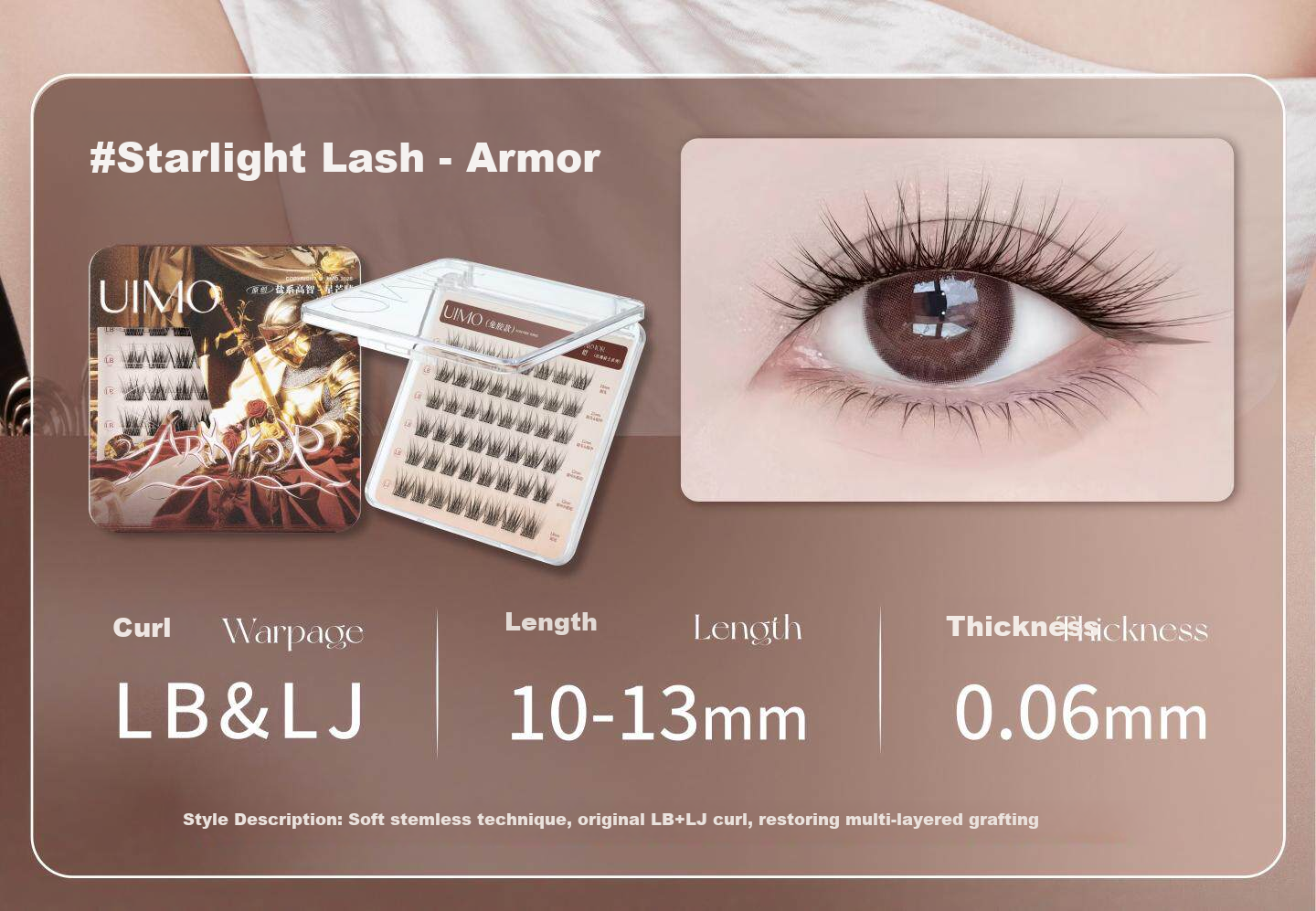 UIMO Rose Knight No-Glue False Eyelashes Korean Asian Airy Fox Style Eyelashes Thorn 8
