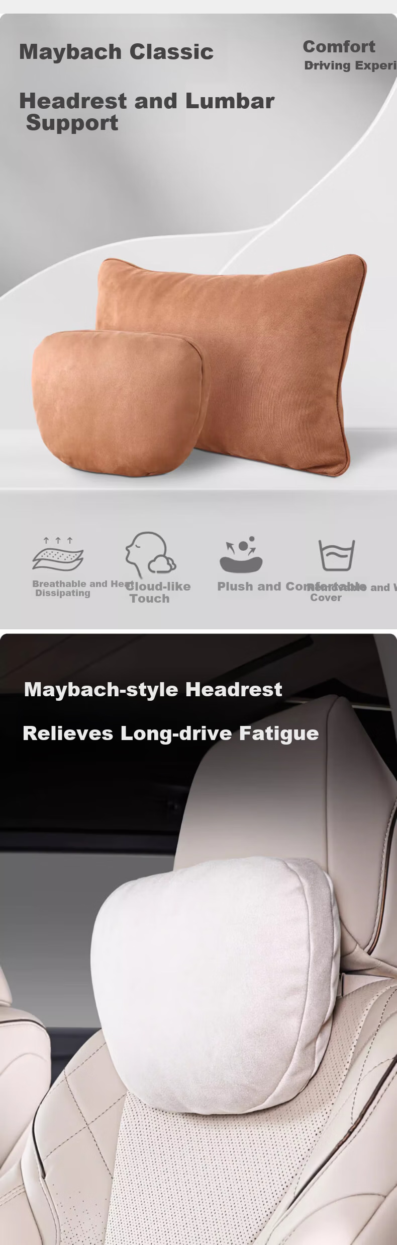 BIMLL Mercedes-Maybach Car Headrest Neck Pillow Lumbar Support Cushion Universal Car Seat Cushion 6