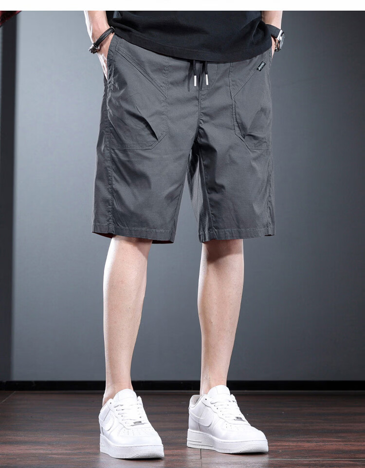 JEEP Men's Summer Ice Silk Workwear Cargo Shorts Loose Casual Outdoor Pants Wine Red XL 11