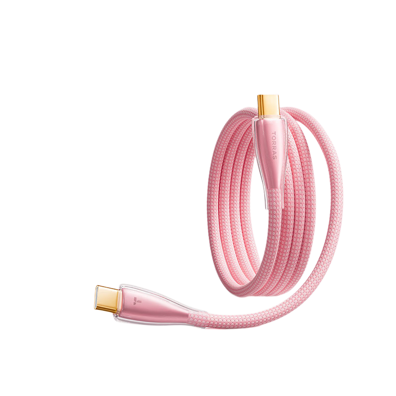 Torras Apple Charging Cable [Ice Gold Line · Low Temperature Protection] iPhone 17 Pro Max Data Cable with Dual Type-C Fast Charging Heads Compatible with iPhone 16-15 Series Car Fast Charging