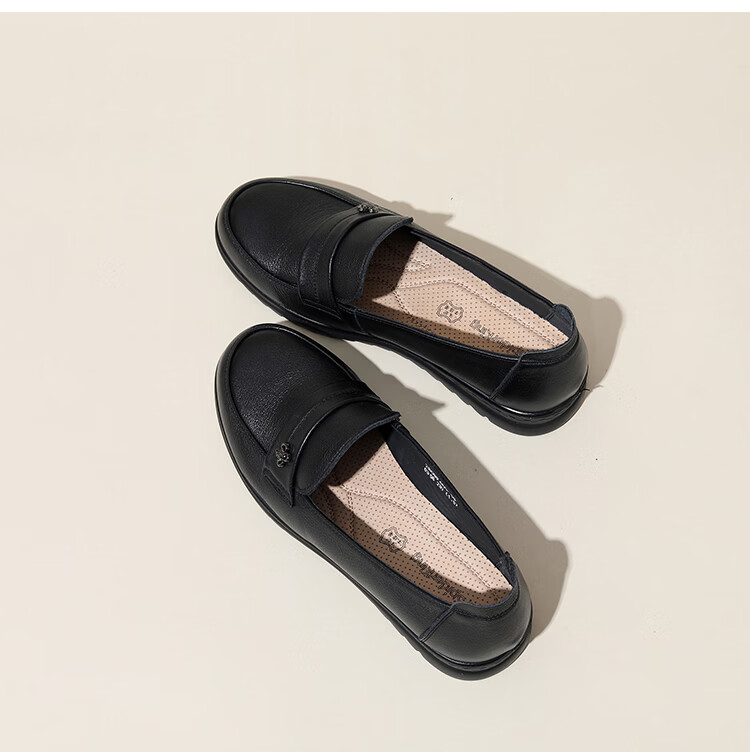 Spider King Women's Loafers Fashion Casual Leather Shoes Comfortable Mom Shoes 09F460 Black Size 38 19