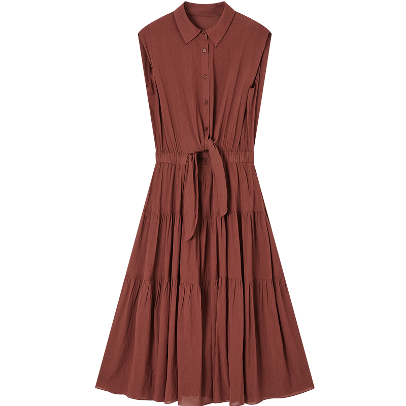Demana "Dancing with the Wind" Summer Faux Two-Piece Sleeveless Waist-Cinching Slim A-Line Dress for Women, Mid-Length, Office Wear