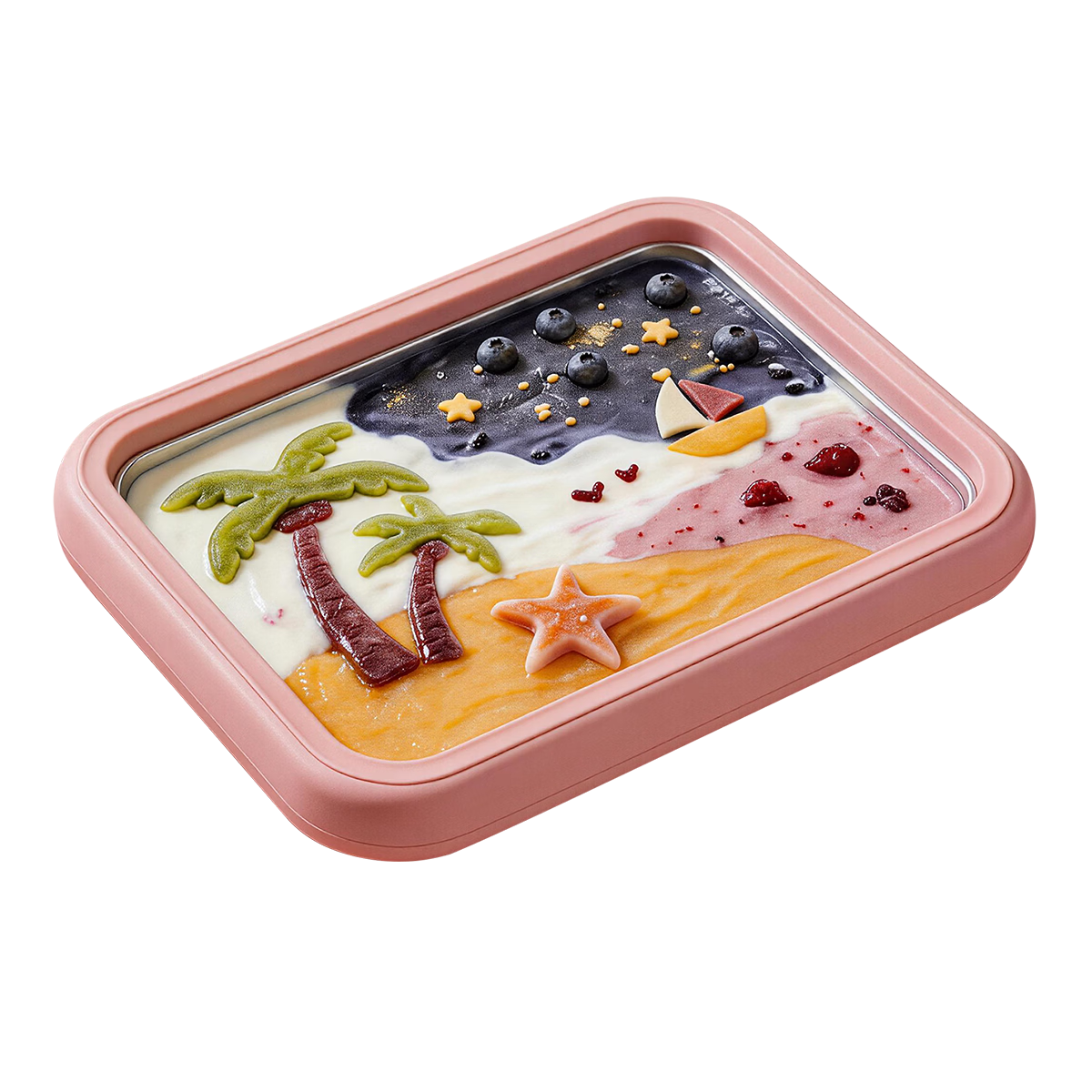CHIGO Fried Yogurt Maker Fried Ice Cream Machine Ice Cream Maker Home Use Children's Non-Electric Fried Ice Board Titanium Powder [Large Size with Dust Cover]