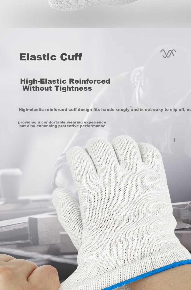 Huixiang JD Industrial Private Brand Cotton Thread Labor Protection Gloves 500g/Pack 600 Pairs Workwear Durable Anti-Slip Construction Work Warm Gloves [Full Weight Guaranteed] 6