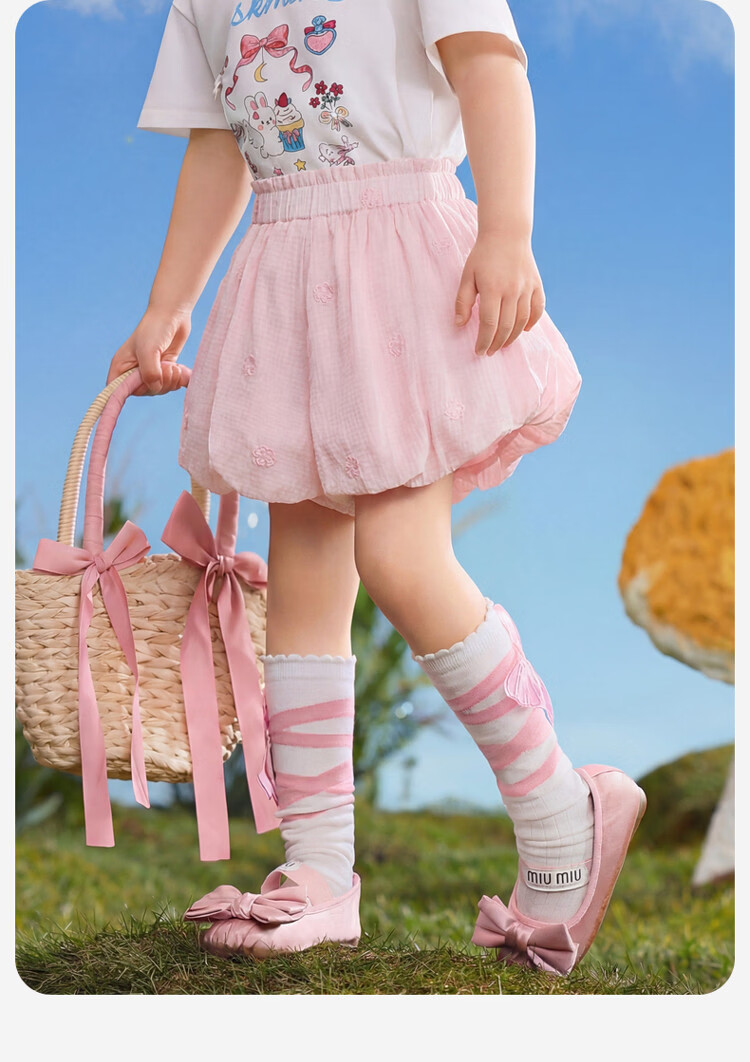 ASK JUNIOR Kids Pants 2026 Summer Toddler 3D Flower Bud Shorts Girls Sweet Cute Bowknot Casual Shorts 24