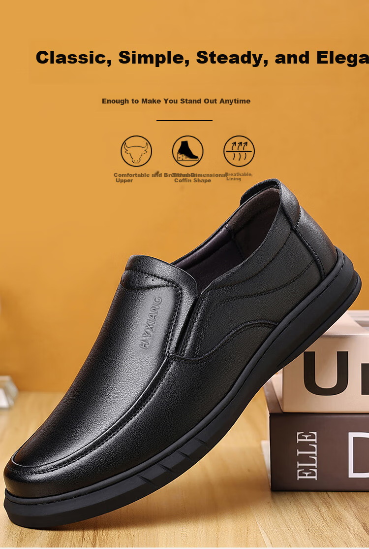 Hengyuanxiang Men's Slip-On Business Casual Breathable Driving Loafers J1628 Black 44 3