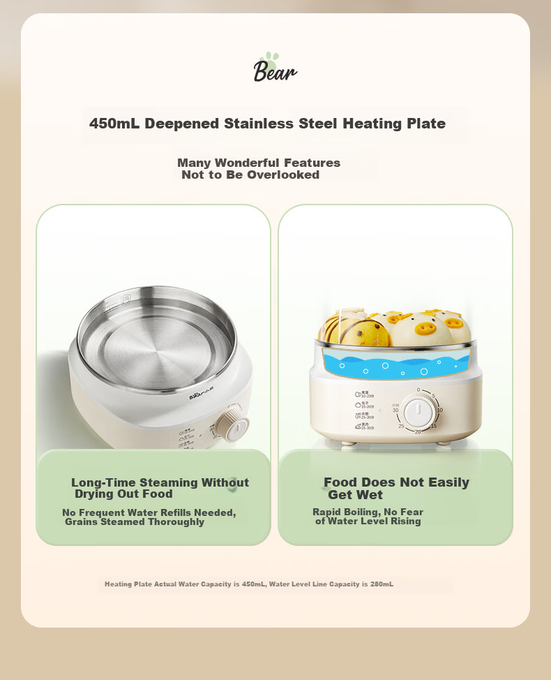 Bear Electric Egg Cooker Steamer 316 Stainless Steel Auto Power-Off Double Layer Multifunctional Breakfast Egg Cooker ZDQ-Y14F3 10