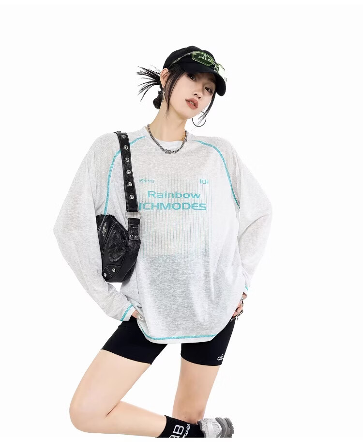ICH MODE Lyocell Hassu Thread Long Sleeve T-Shirt Physical Sun Protection Cover-Up Women Summer Cooling Loose Top Pink M 9