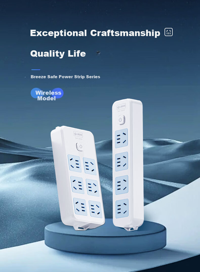 Kyfen Multi-Socket Power Strip Multi-Use Converter Dormitory Extension Cord Office Wireless Power Strip New National Standard Overload Protection 6 Outlets 4.8m Main Control Switch 1