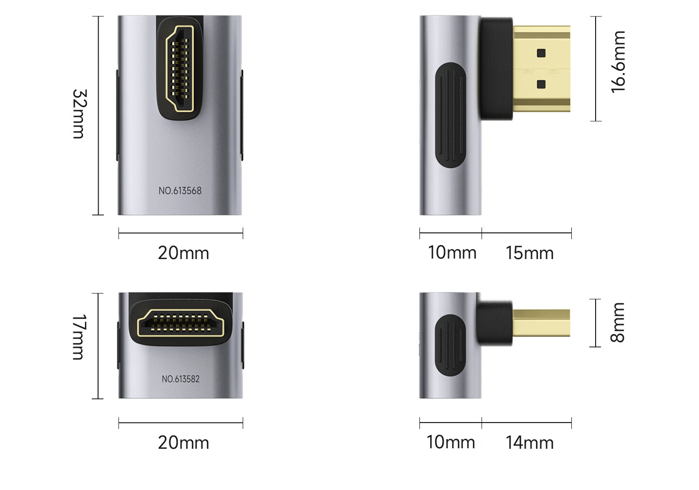 Haibaisi HDMI Adapter 90-Degree Elbow Male to Female 2.1 Version Right Angle L-Shaped 8K Connector Extension Cable for PC Graphics Card Monitor Converter Directional Head 12