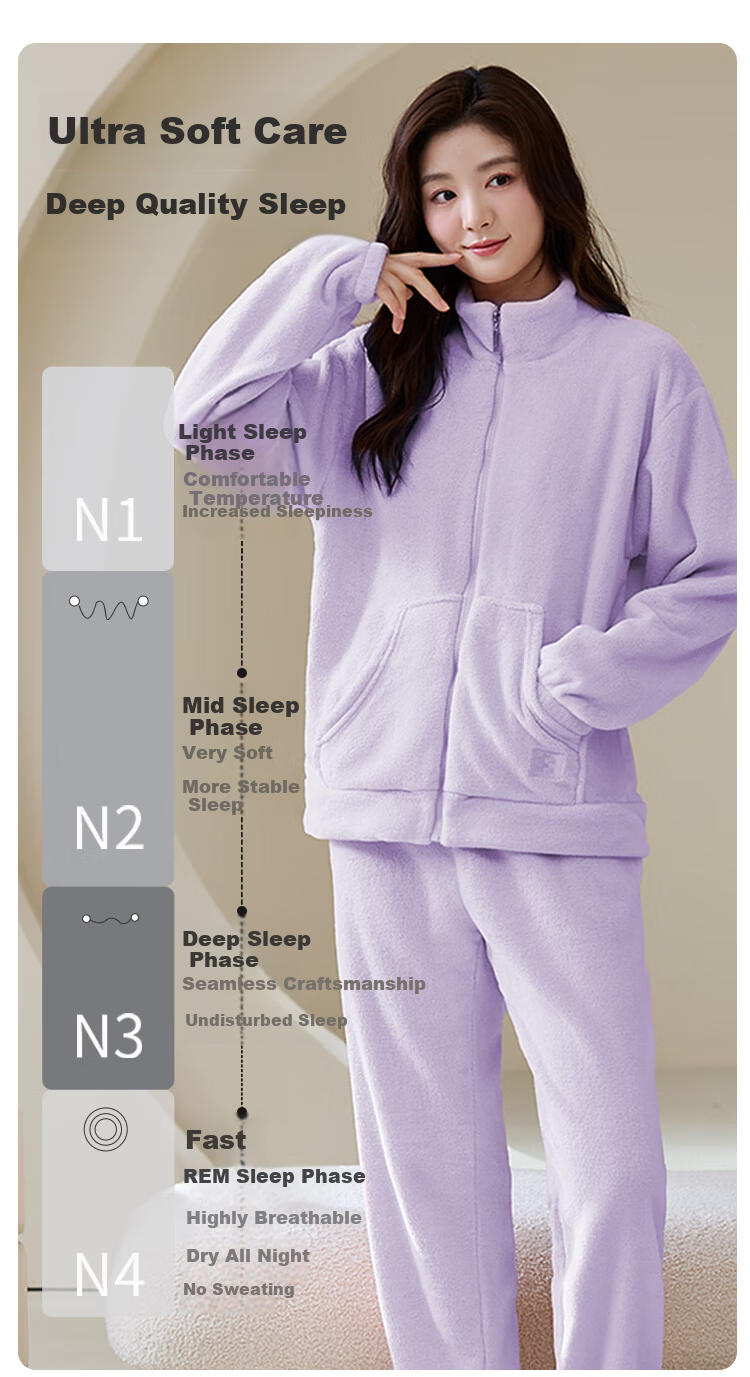 LangSha Women's Winter Long Sleeve Fleece Lined Flannel Cardigan Basic Solid Color Pajama Set Pink 2026 7