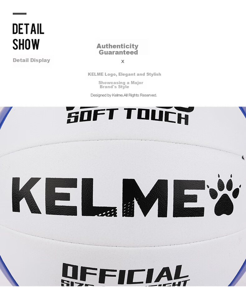 KELME Sewn Volleyball Official Match Indoor Training Size 5 White Blue 7