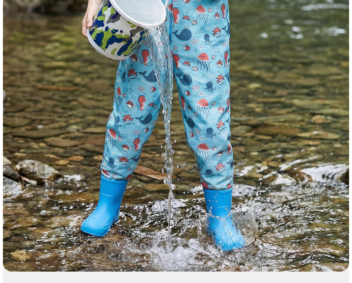 361° Kids Waterproof Wading Pants One-Piece Water Shoes New Stream Trekking Outdoor Fishing Water Play Pants 13