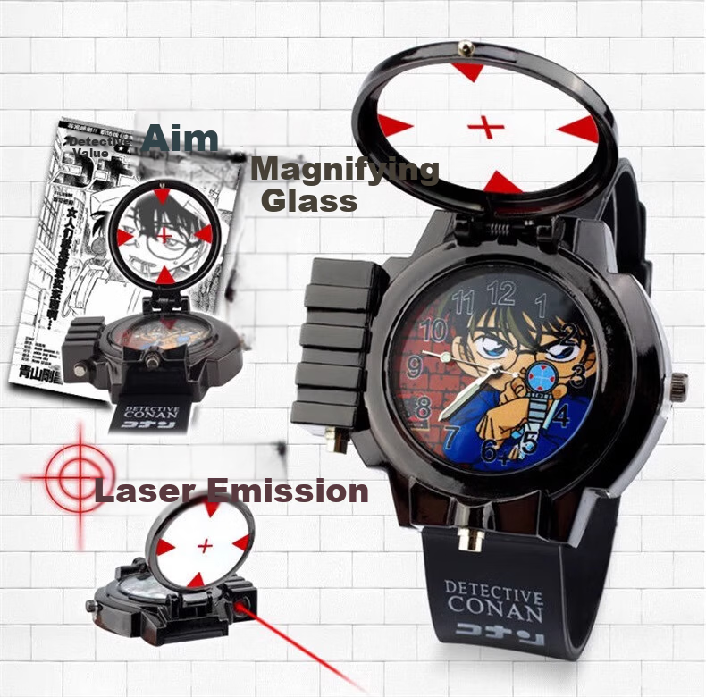 GEORGCOUNT Conan Style Anesthetic Watch Youth Boys Middle School Anime 2D Laser Children's Watch 10