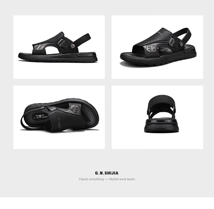 Bull Family Men's Leather Sandals Summer New Soft Sole Comfortable Beach Shoes Outdoor Dual-Purpose Driving Slippers 20