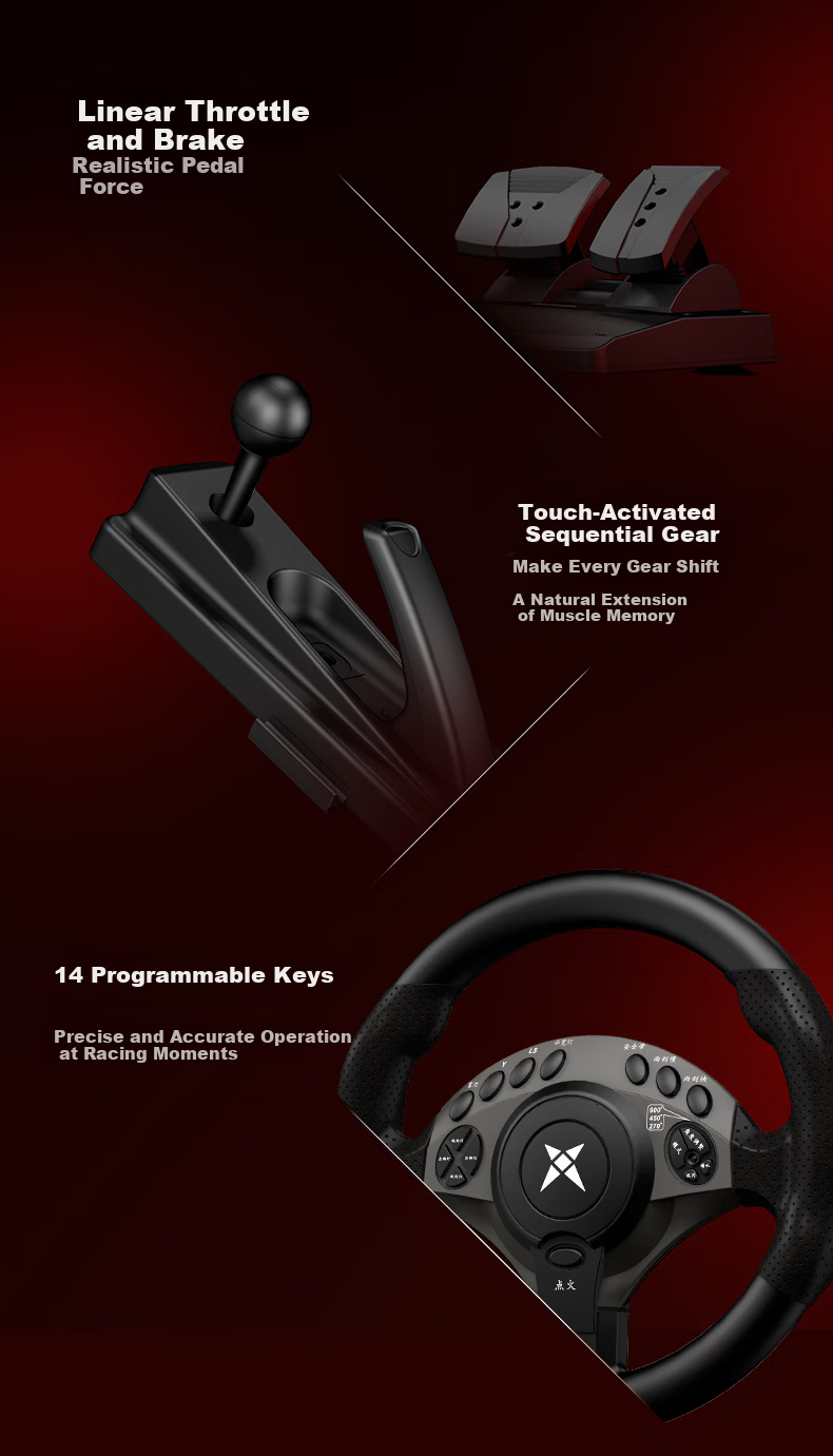 KETENG 900-Degree PC Racing Wheel Simulator for Euro Truck Simulator 2, American Truck Simulator, Forza Horizon 5, Dirt, Assetto Corsa Gaming Simulator 11