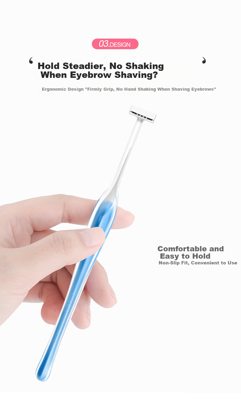 KAI Women's Mini New T-Shaped Eyebrow Razor with Protective Net, Precision Trimming, Compact and Handy (3 Pieces) 6