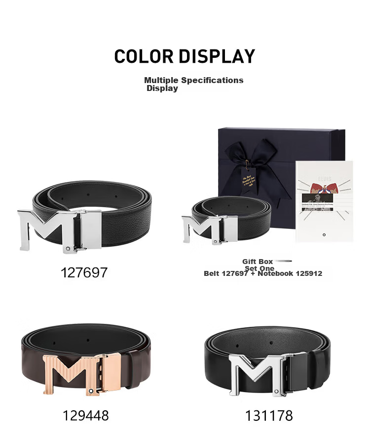 MONTBLANC Grain and Smooth Leather Reversible M Buckle Belt 3.5cm 127697 Gift 4
