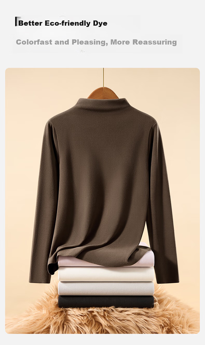 Borui Camellia Oil Moisturizing Boat Neck Base Shirt 10A Antibacterial Mite-Resistant Women's Thermal High Elastic Soft Slim Fit Top 20