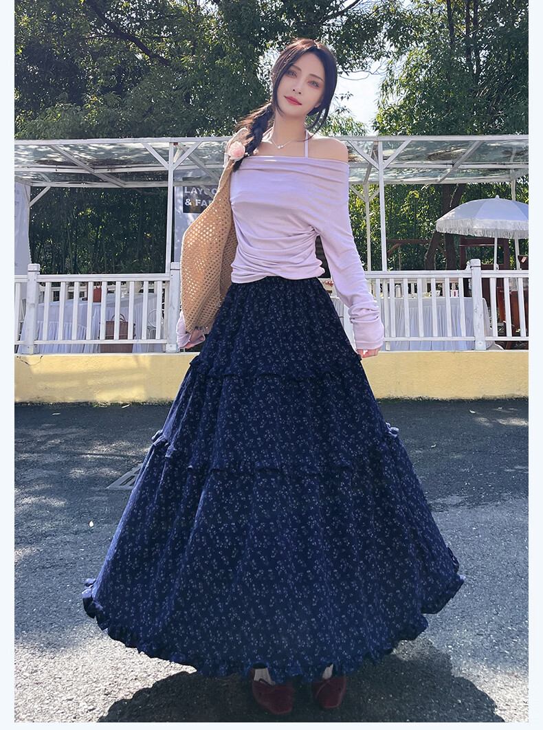 Borui Korean Style Floral Half-Length Skirt Long Skirt 2026 New Spring Summer Mid-Length Slim A-Line Puff Cake Skirt 20