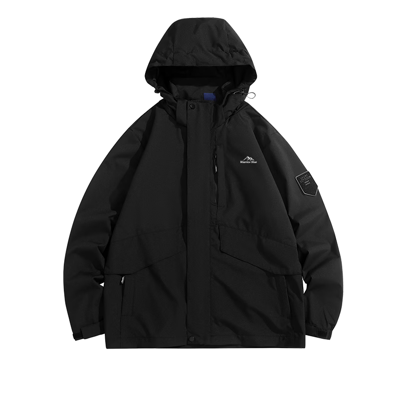 Warrior Men's Autumn Outdoor Couple's Waterproof Windproof Mountaineering Jacket Black 2XL