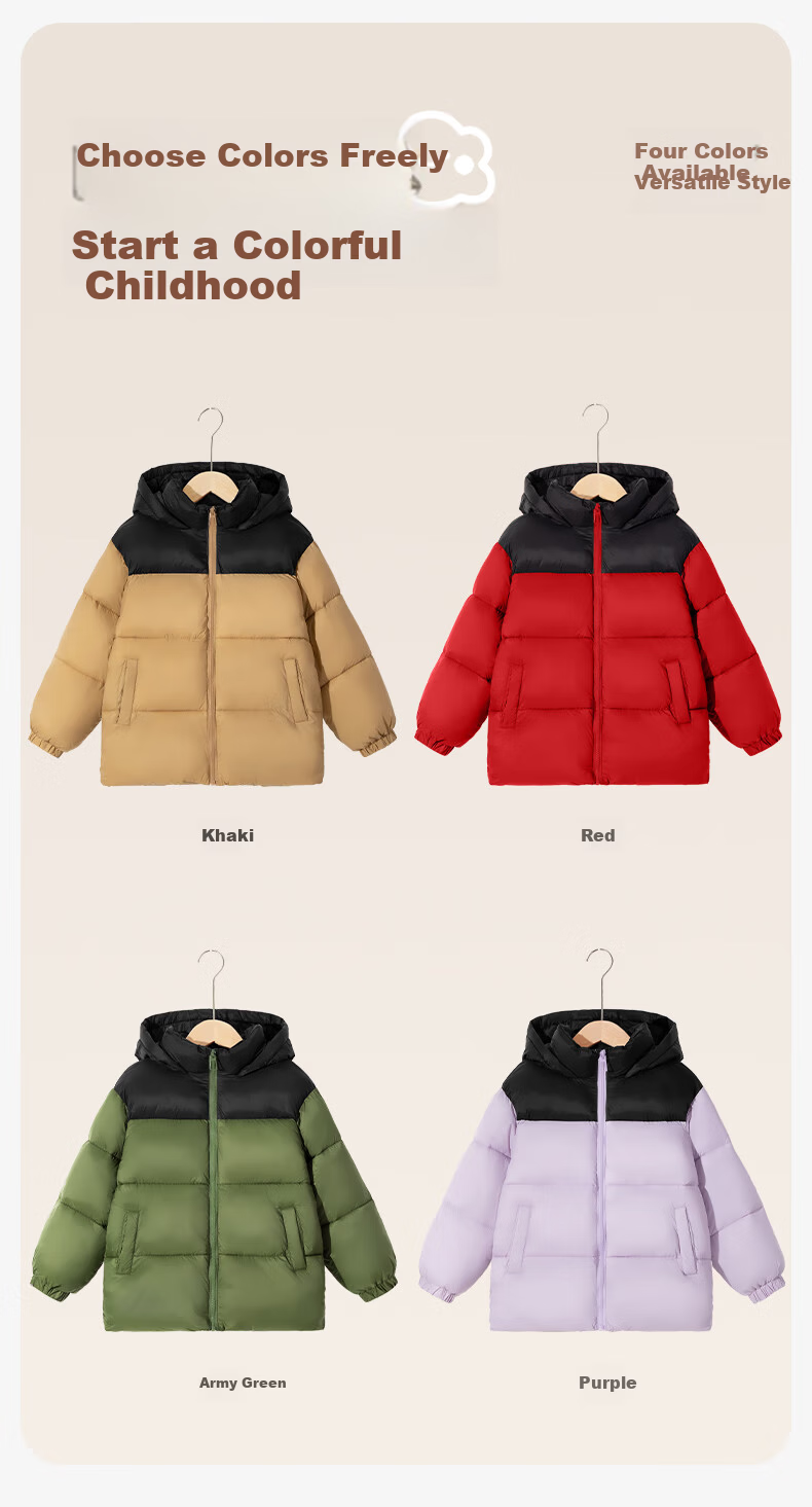 Baleno Kids Winter Cotton Jacket 2025 Red Warm Padded Coat for Boys and Girls 4