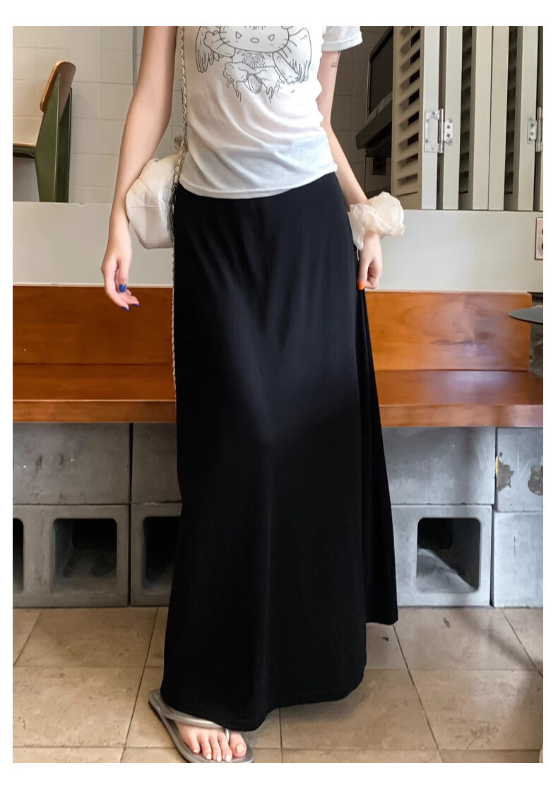 Langsha Women's Summer New Elastic High-Waist Elegant Long Mermaid Skirt Slim Fit A-Line Pencil Skirt 20