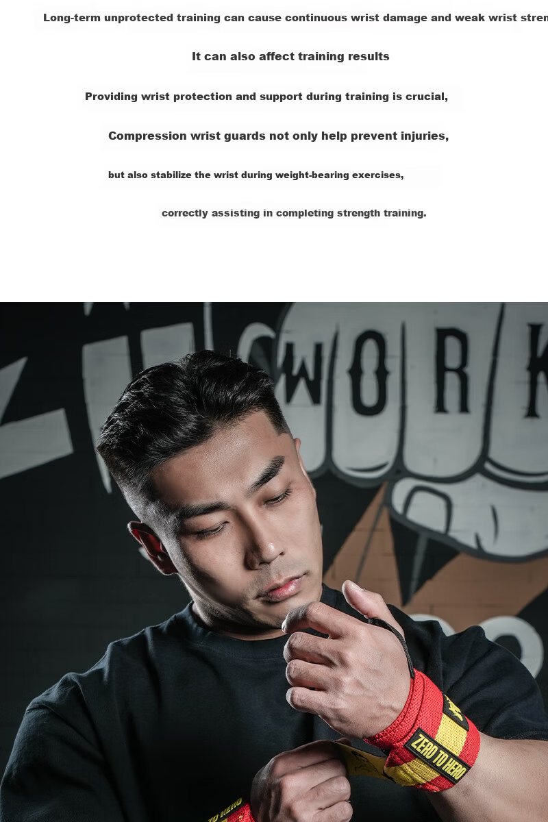 ZERO TO HERO Wrist Support Jinshicheng Collaboration Wrist Wraps Fitness Bench Press Training Deadlift Compression Anti-Sprain Assistance 4