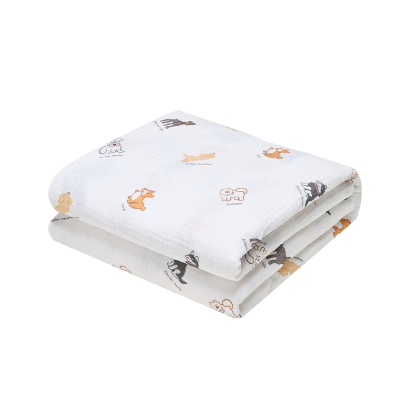 JD Jingzao Children's 100% Cotton Double-Layer Gauze Blanket Air Conditioning Summer Quilt Puppy 120x150cm