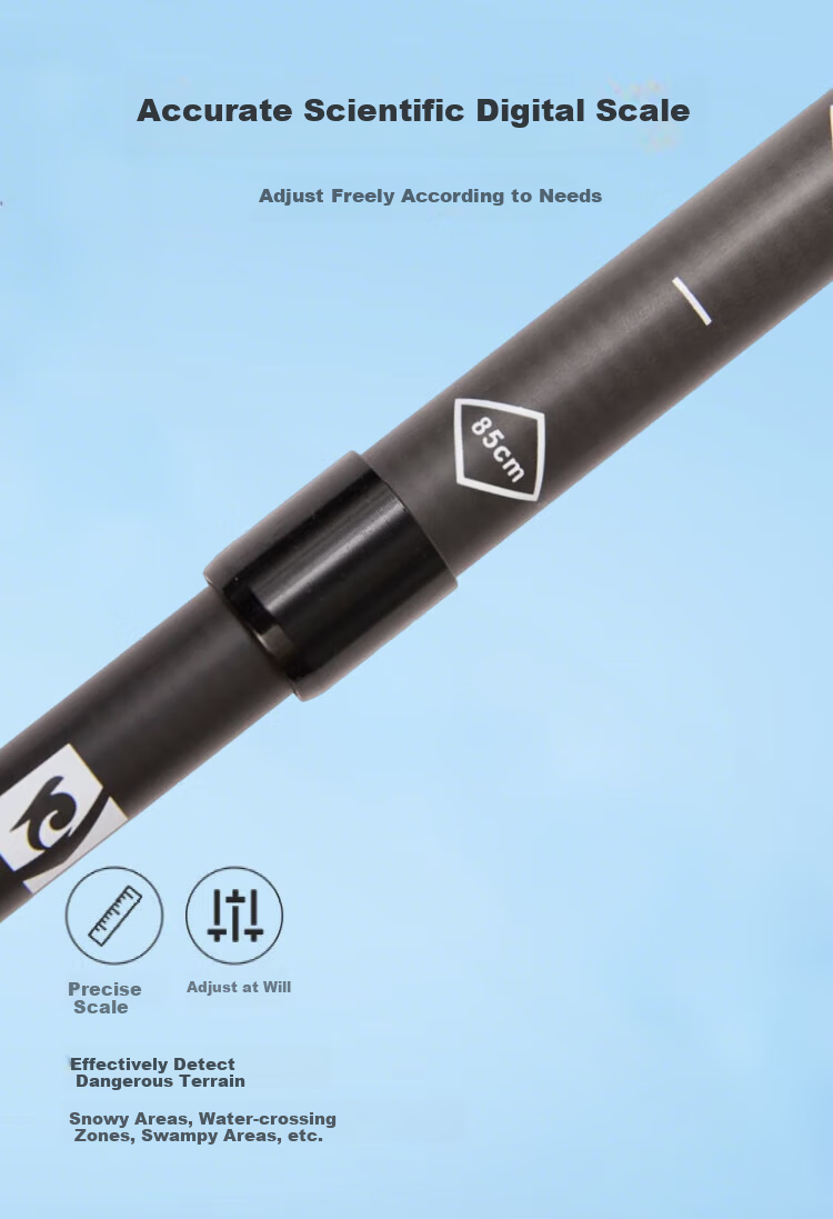 TOREAD Carbon Fiber Folding T-Shaped Trekking Pole Telescopic Lightweight Hiking Stick Charcoal Gray 6