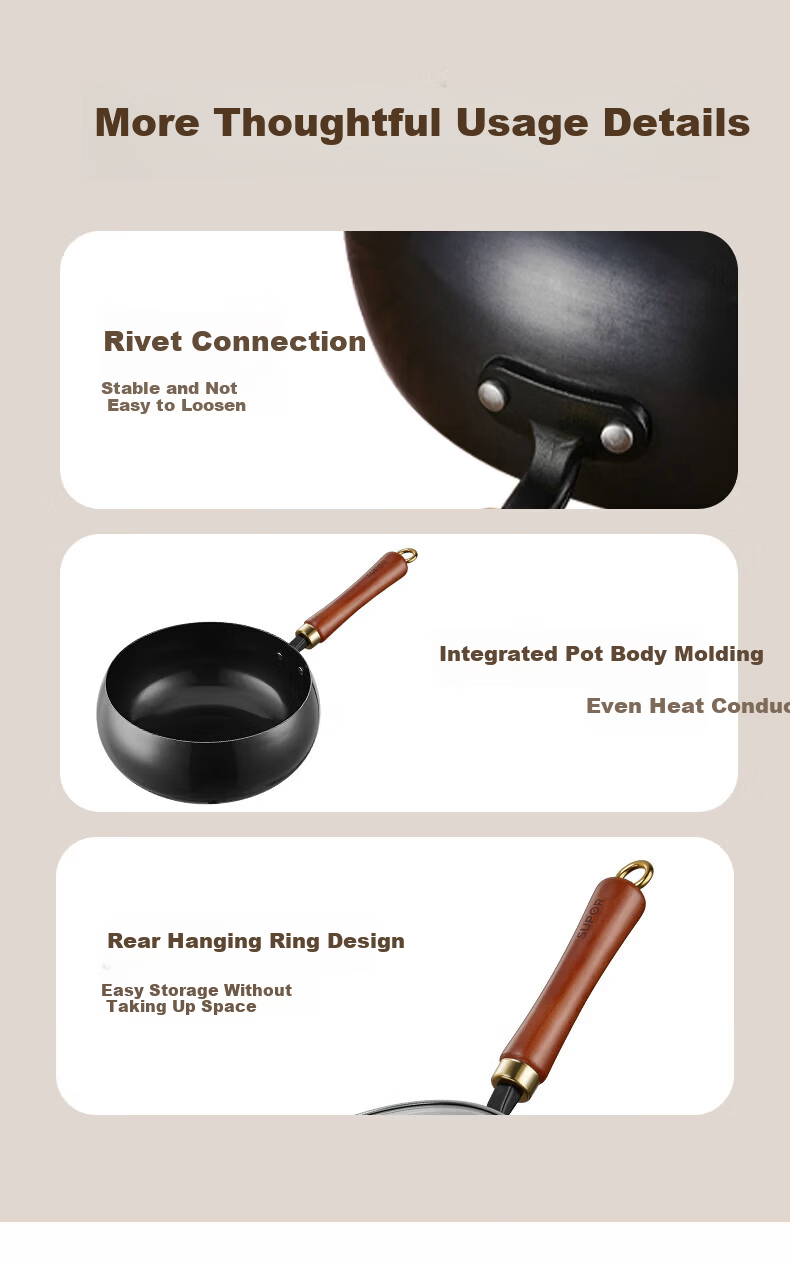 SUPOR Large Belly Wok Cast Iron Non-Coated Nitride Non-Stick Traditional Pumpkin Wok FC24D1 10