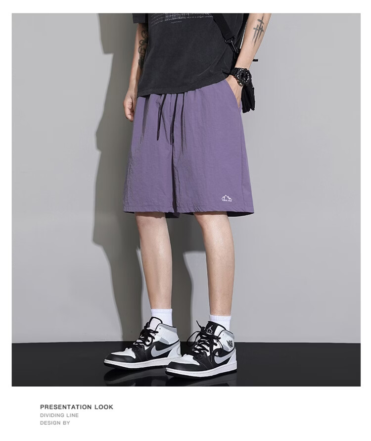 GLM Men's Summer Thin Ice Silk Casual Shorts Loose Sports Beach Mid-Length Pants 23
