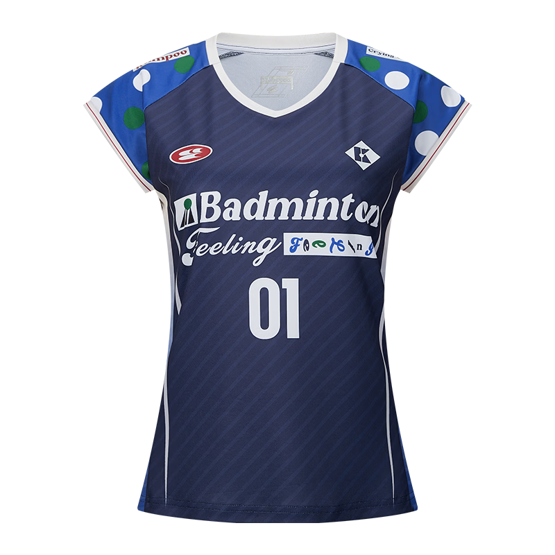 KUMPOO Women's Short Sleeve Quick-Dry Badminton Jersey ACT261608 - Dark Blue L