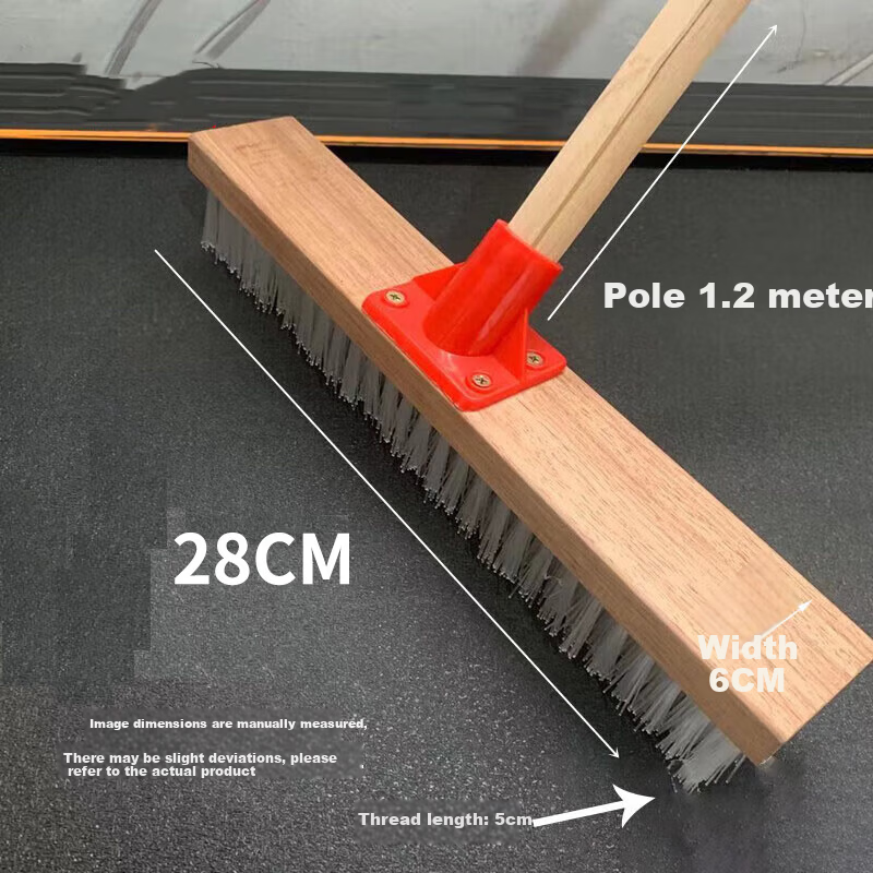 Jiebi 28cm Wide Floor Brush Long Handle Stiff Bristle Large Kitchen Bathroom Carpet Cleaning Tile Brush