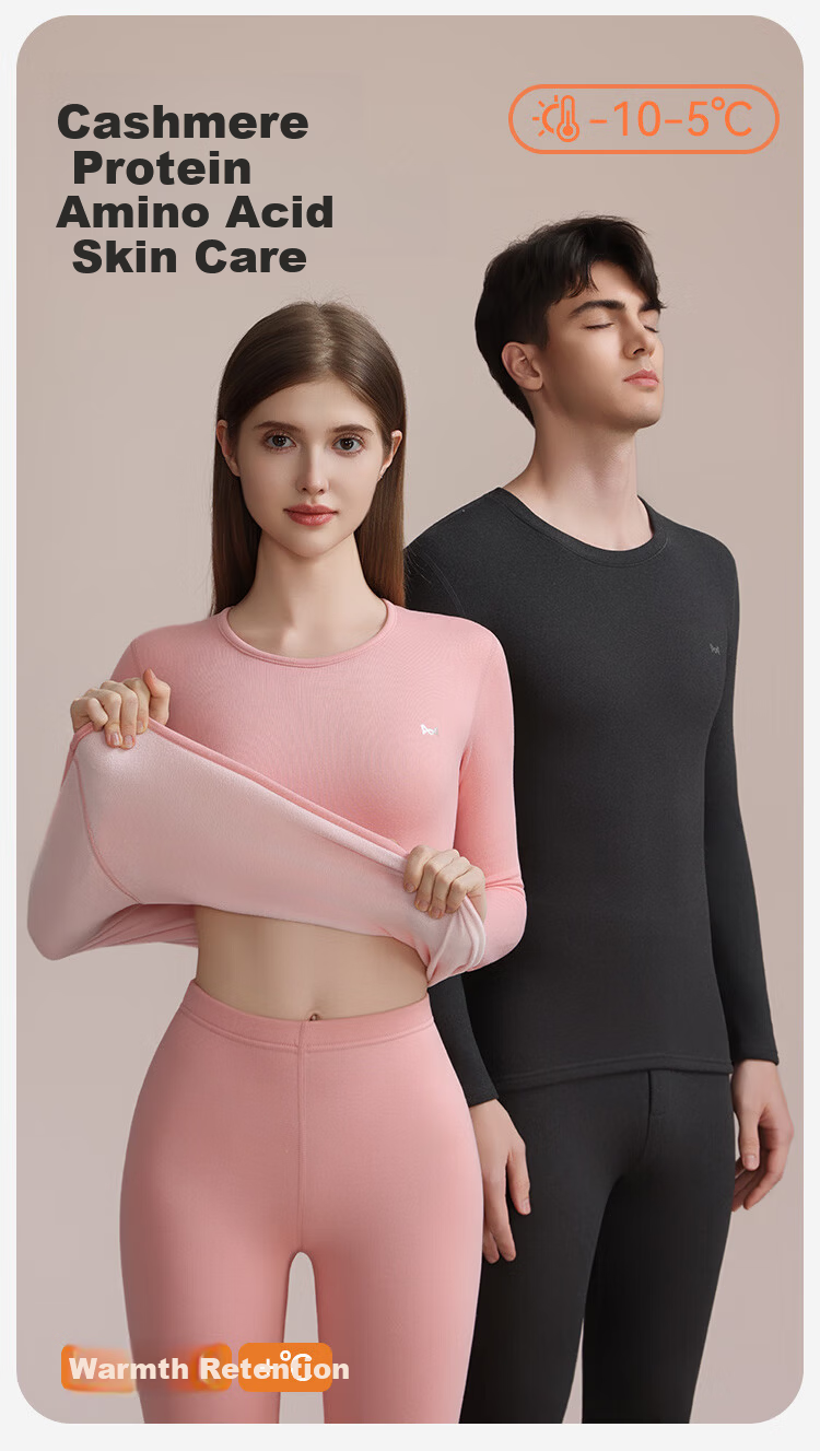 MiiOW Cashmere Protein Men's Thermal Underwear Set Fleece Lined Thickened Autumn Long Johns Base Layer for Men 1