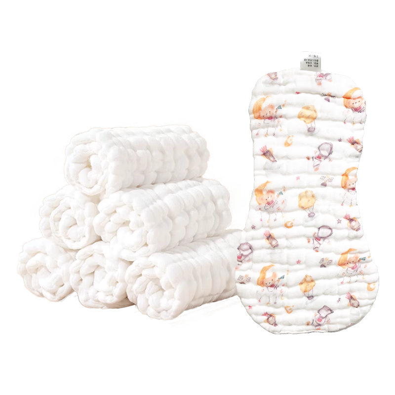 Bledilait Unisex Baby Diapers 10-Layer Cotton Gauze Newborn Washable Cloth Diapers 6-Pack Size L