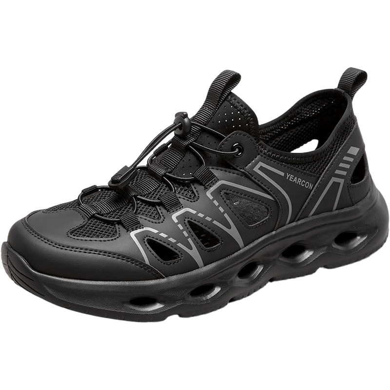 Eierkang Men's Lightweight Breathable Closed-Toe Creek Shoes Outdoor Hiking Water Sandals Black 41 61796W