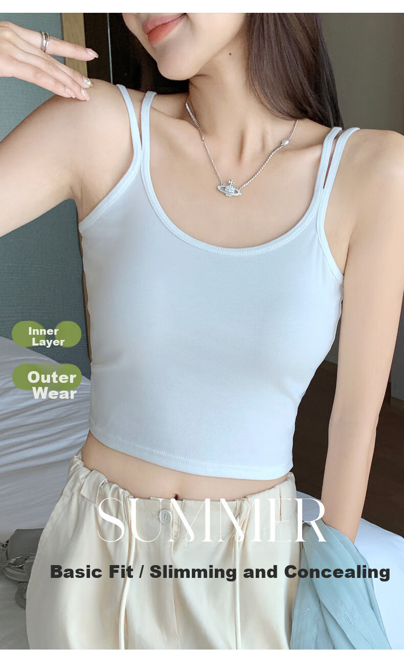Langsha White Camisole Vest Women 2026 New Versatile Backless Slim Sleeveless Top 3