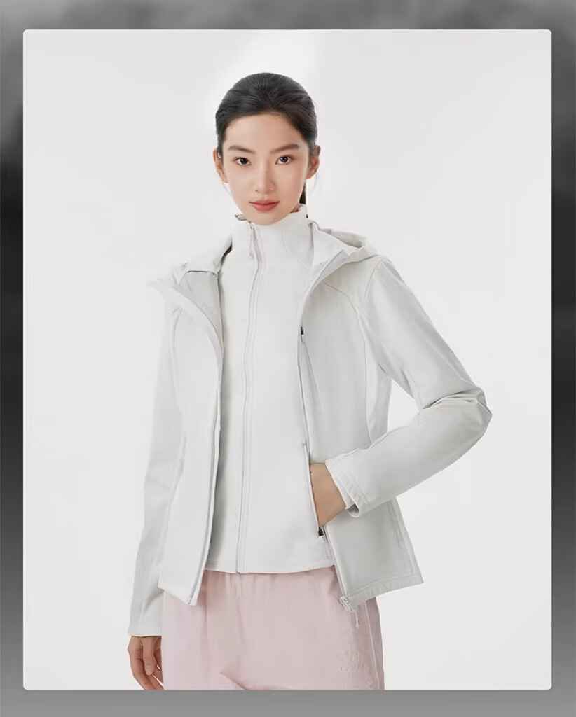Camel [Dilireba Same Style] Women's Softshell Jacket Two-Piece Set Spring 2026 Windproof Waterproof Fleece Lined Warm Coat 17