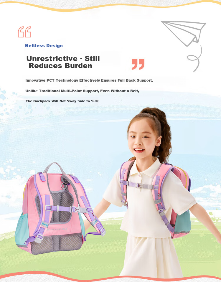 MoonRock 2025 New Children's Ergonomic Backpack Lightweight First Grade School Bag Wisteria 17